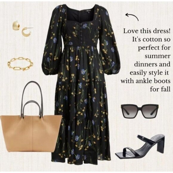 Madewell Xiomara Floral Print Long Sleeve Cotton Dress Size 0 - Picture 15 of 16